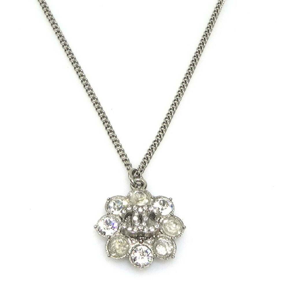 CHANEL Authentic Silver Logo Necklace